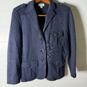 Talbots Navy Blazer 100% Cotton Knit Size Large